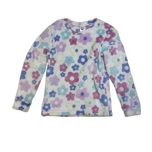 Te Verde Kids Girls Fleece Floral Sweatshirt Pullover White/Purple/Blue Size 6x